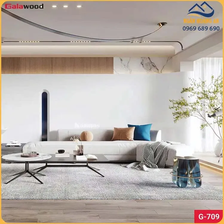 Tấm Ốp Tường Sợi Than Tre Galawood 8mm G-709 Đơn Sắc Trắng